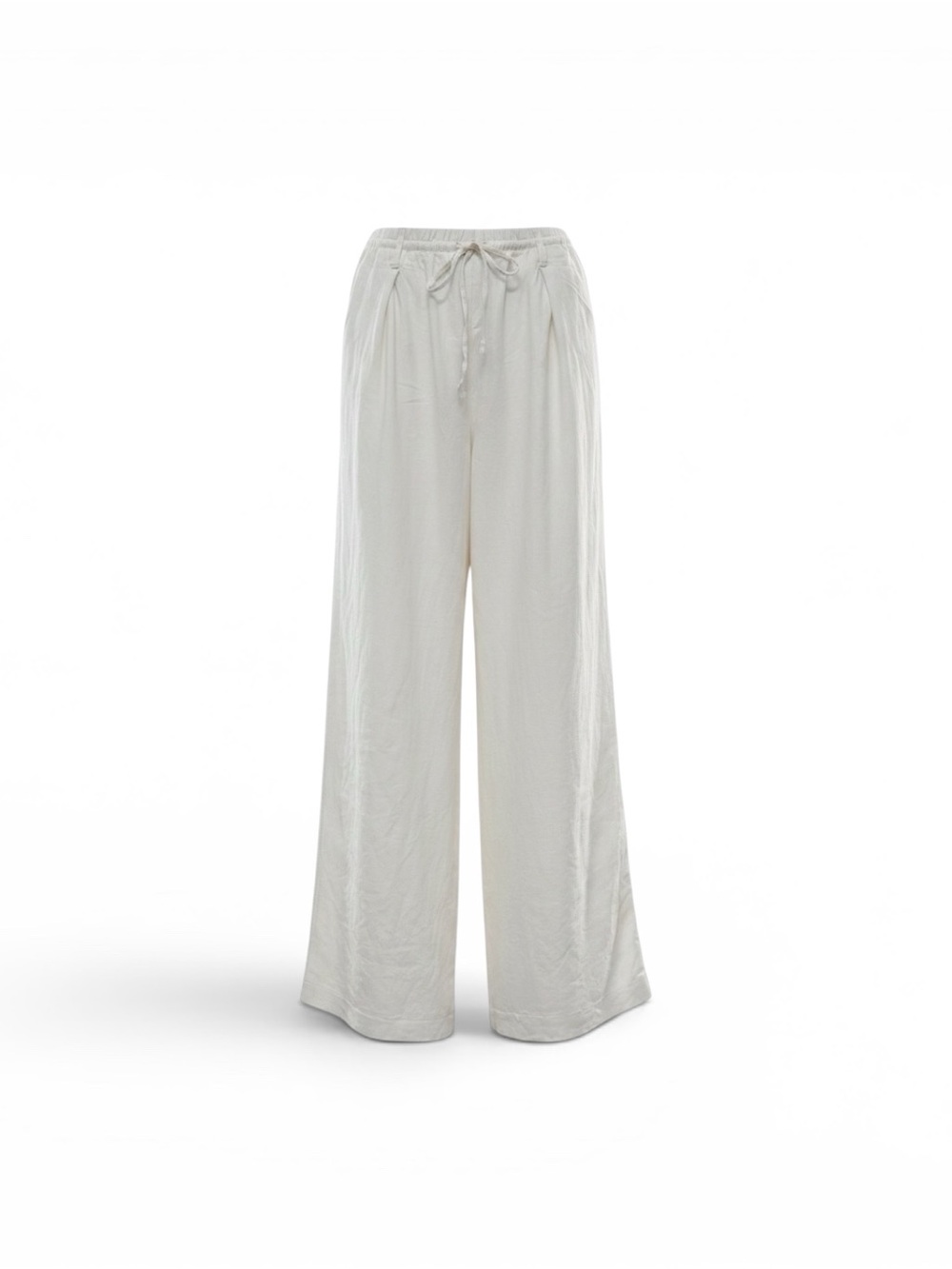Zara Oyster White Wide-Leg Drawstring Pants
